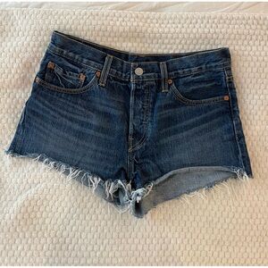 levi’s dark wash denim shorts